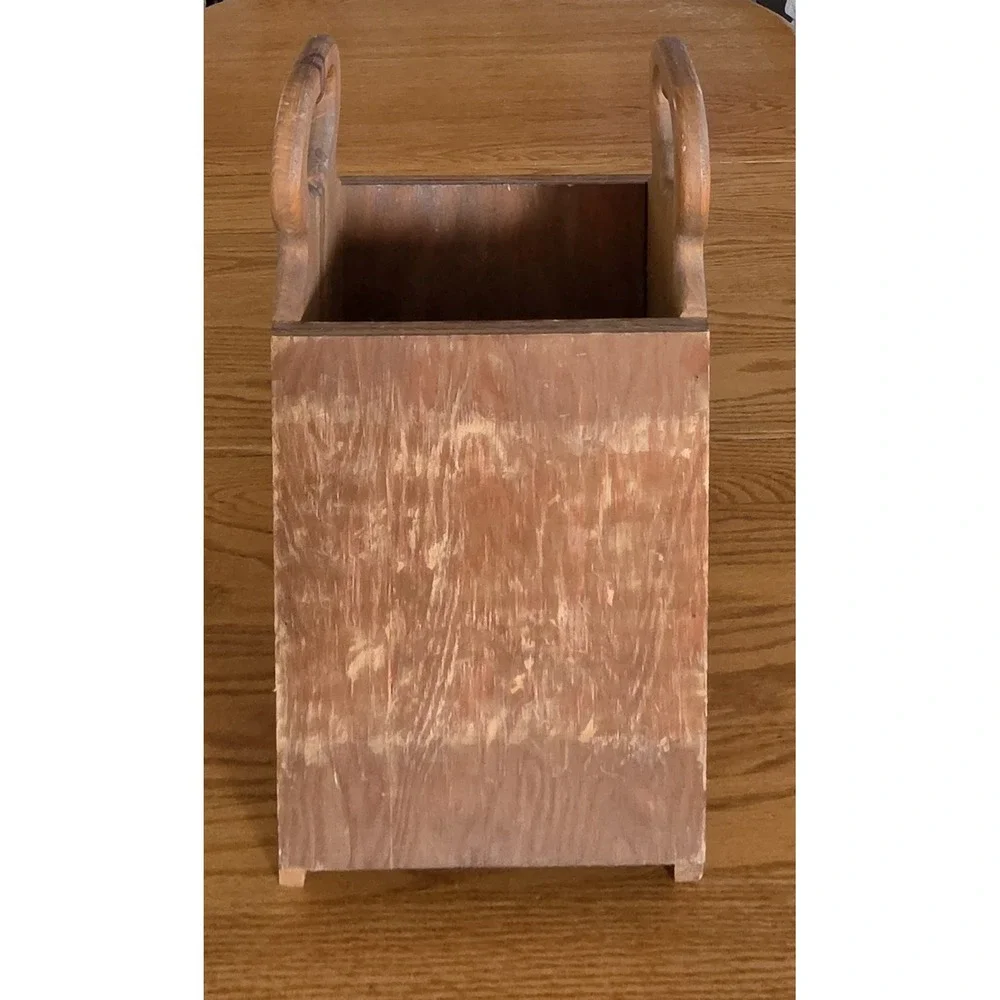 Vintage Wood Umbrella Caddy Holder cutout Hearts Cottagecore Farmhouse Decor
